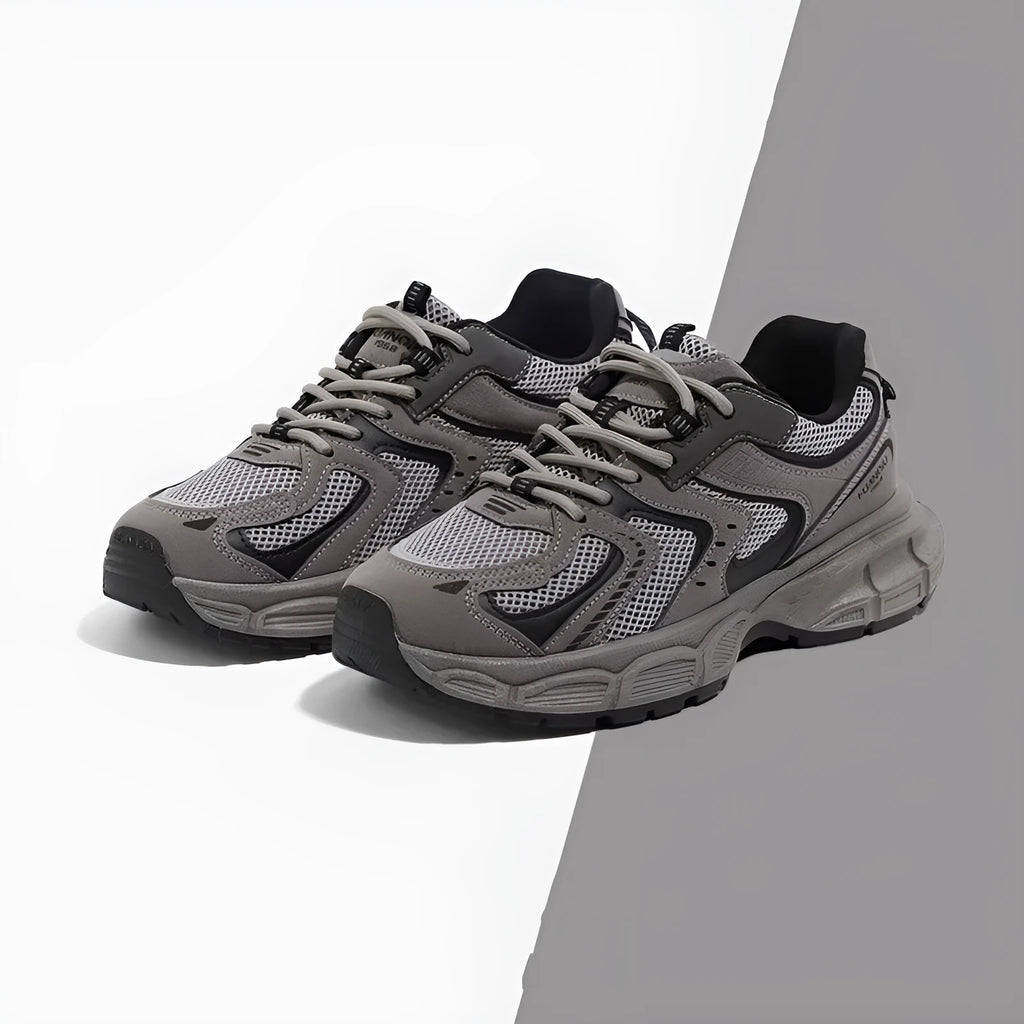 Women's grey platform casual sneaker with leather stitching and EVA sole