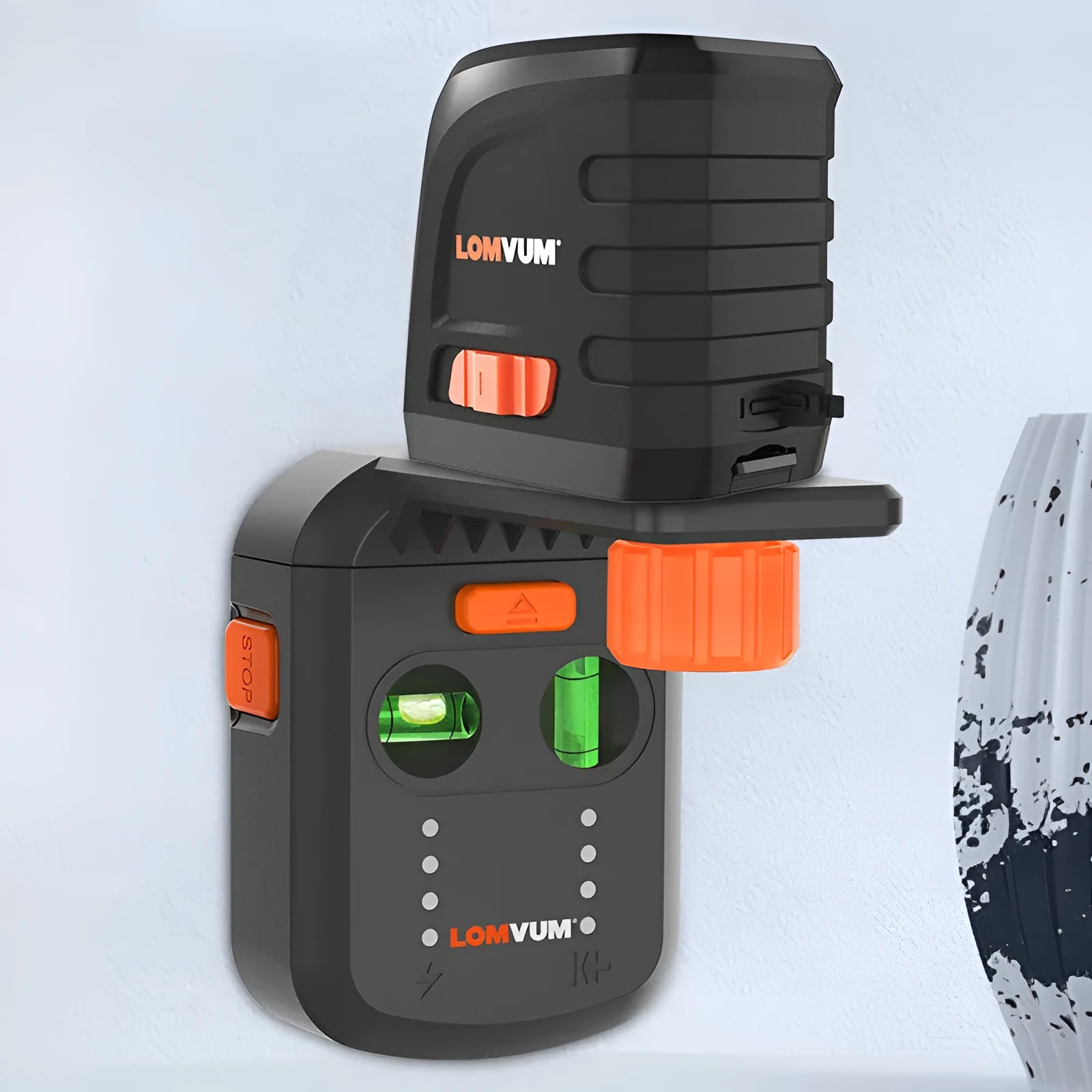 Red dust collection laser level bracket for electric hammer wall drilling and perforation.