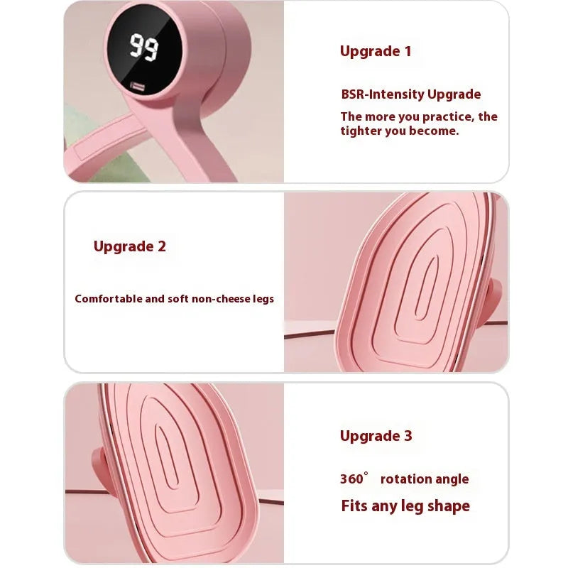 Pink and purple pelvic floor muscle trainer with rubber-coated surface and 3-gear resistance system