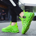 Men's black mesh casual running shoes with cross-strap design and round toe in Korean style