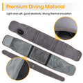 Grey fabric rechargeable electric heating belt with adjustable strap for back and waist warmth.