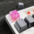 Translucent resin starry sky keycap with glitter particles measuring 1.8cm by 1.2cm