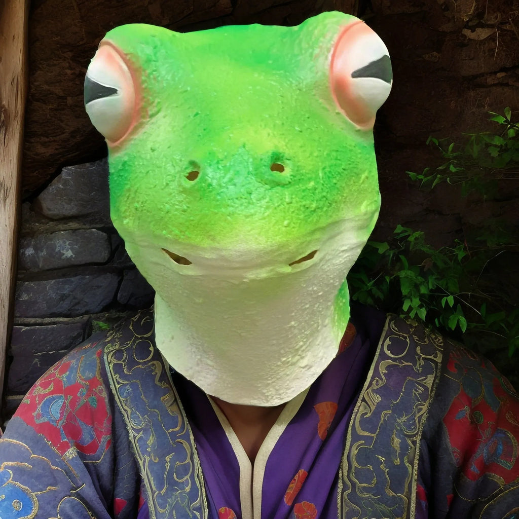 Red-eyed frog latex mask, Halloween animal headgear for DIY costume and party use