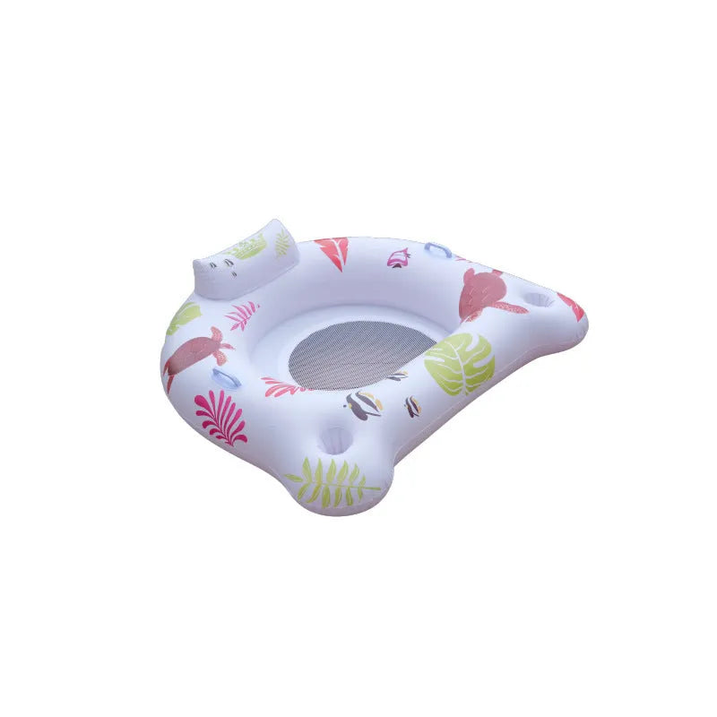 White U-shaped inflatable pool float with LED lights, measuring 120x120cm
