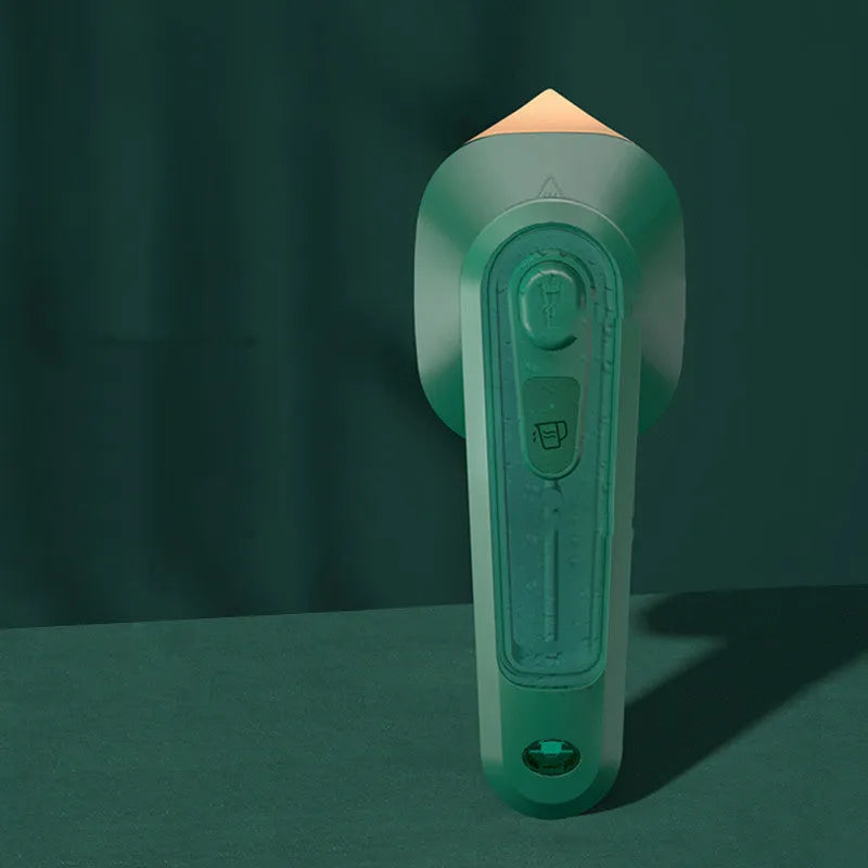 Dark green handheld garment ironing machine with titanium panel and steam function