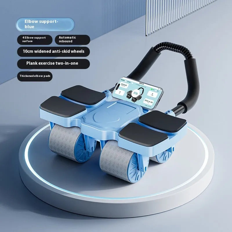 Abdominal wheel with four wheels and automatic rebound, in Black, Blue, or Orange, for core training