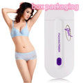 Finishing Touch electric hair removal instrument with Sensa-Light head and accessories on white background