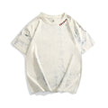 Grey men's t-shirt with an all-over tie-dye pattern, loose fit, round neck, and short sleeves.