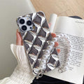 Luxury diamond bracelet phone case in plated rhombus design for iPhone, with TPU material and flash diamond lock