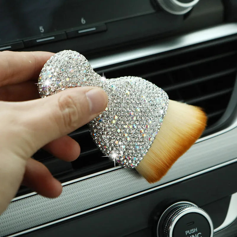 Car interior cleaning brush with soft PVC bristles in three colour options