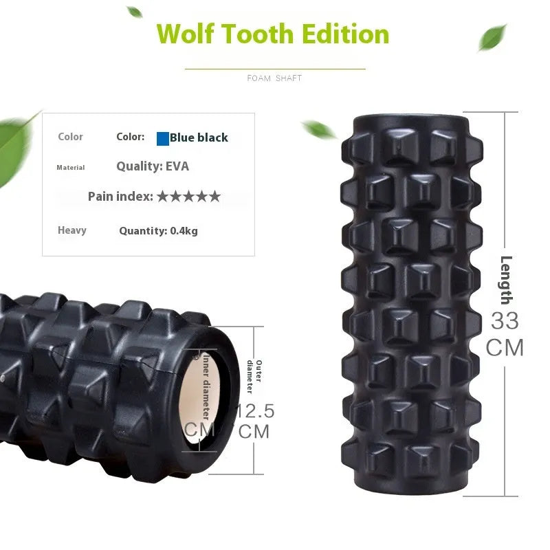 Black fitness foam roller with 33cm massage bar set for health massage and muscle relief