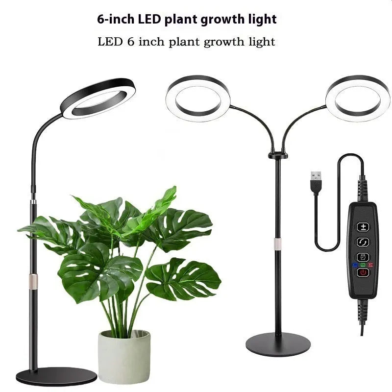 6-inch Angel Ring retractable floor plant grow light with aluminium alloy shell and 72 LED beads