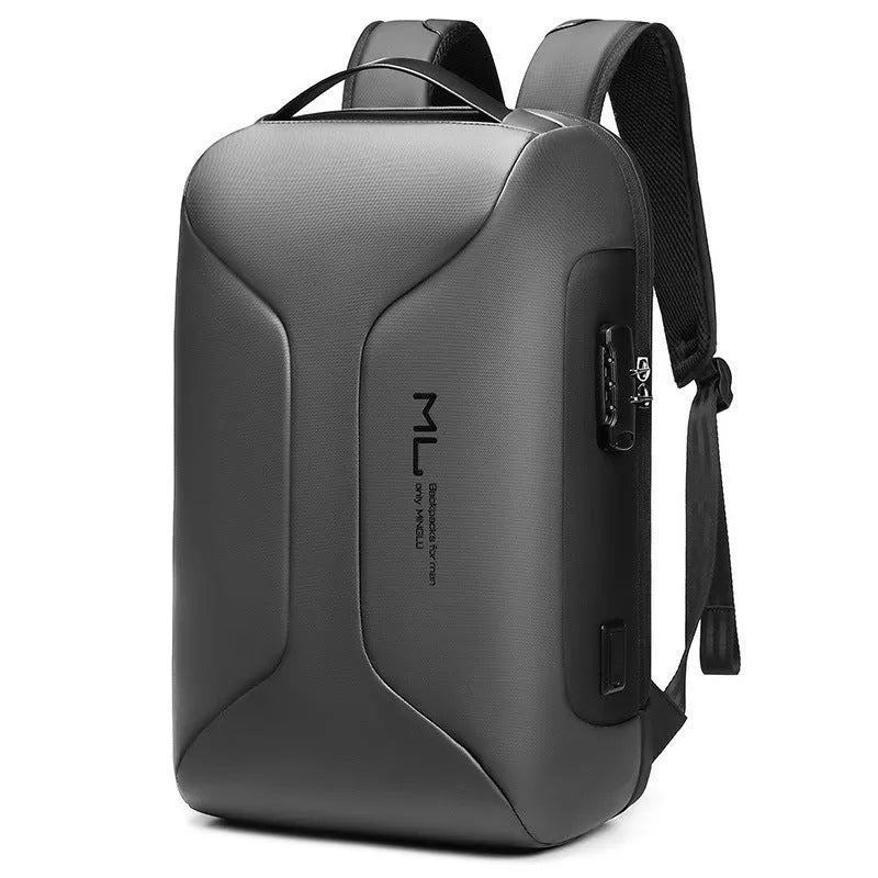 Men's solid-colour business backpack with waterproof Oxford cloth and air pillow belt system