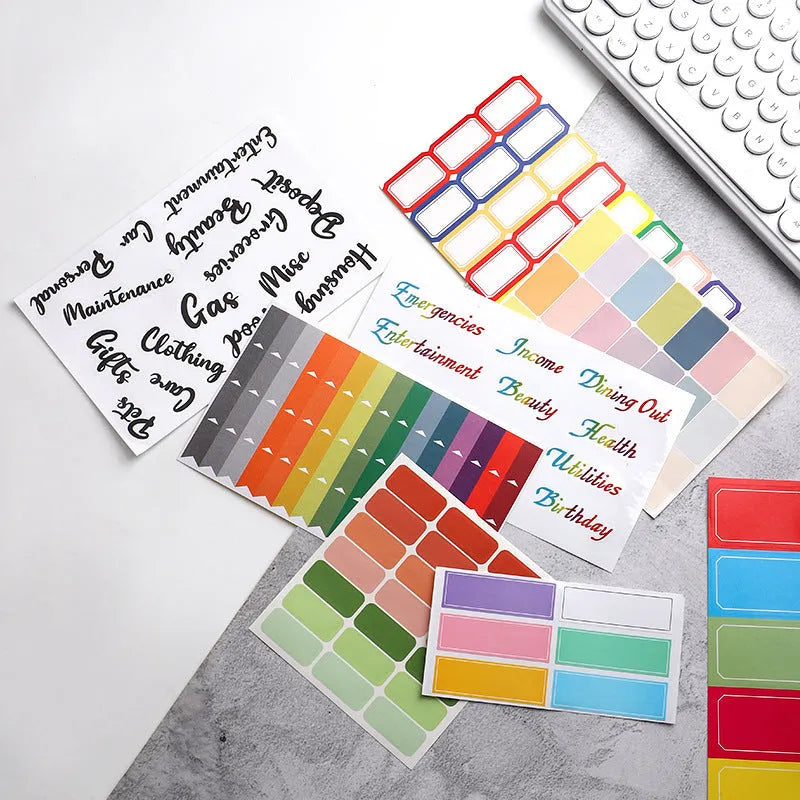 A6 adhesive organisation stickers with 16-grid layout divided into four colour sections for planning