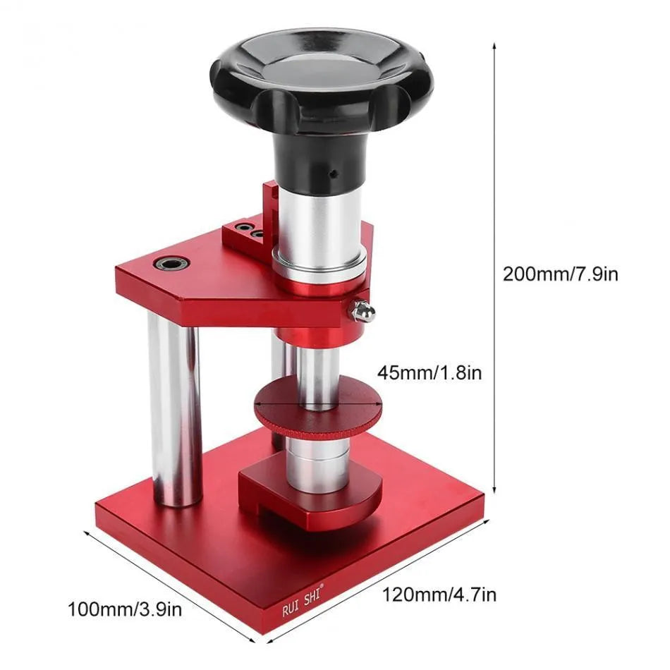Watch repair spiral cap presser tool with 20 plastic moulds for watch back cover installation
