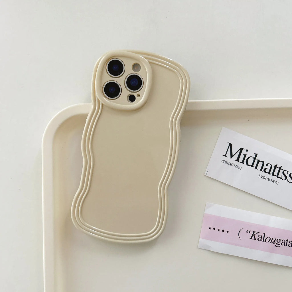 Cream candy colour wave pattern TPU phone case for iPhone models on plain background