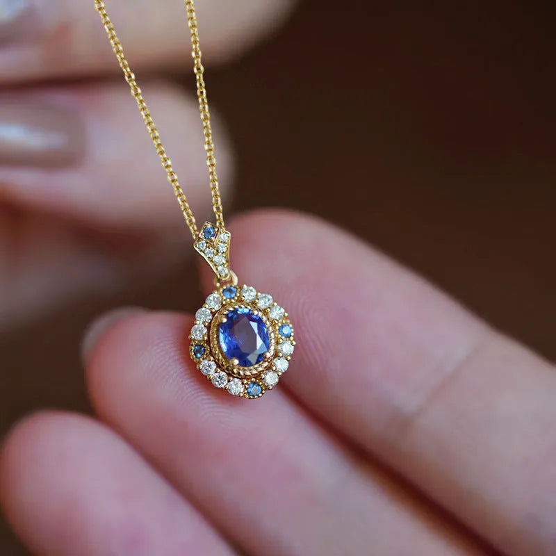 Huitan adjustable royal necklace with mixed gem pendant on copper chain