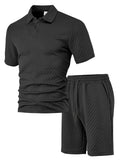 Men's patterned cloth casual short sleeve suit with matching trousers in multiple colour options