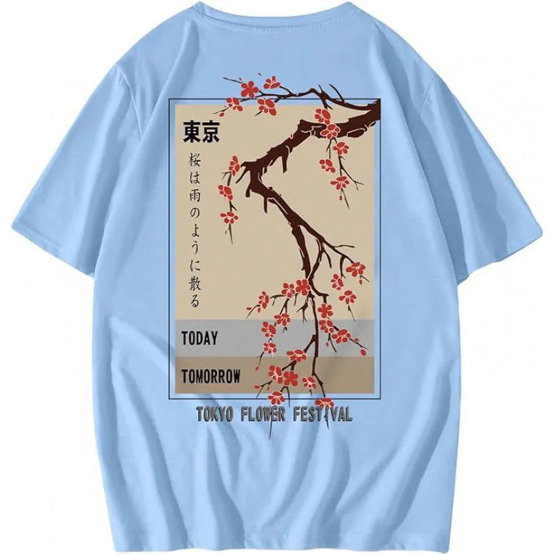 Printed men's street short-sleeved sports t-shirt with digital pattern on flat mop cloth fabric