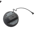 Toyota snap-type fuel tank cap showing 10.5 cm diameter and plastic construction