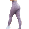 Women's push-up booty leggings in blue leopard print, size M, for gym and yoga workouts