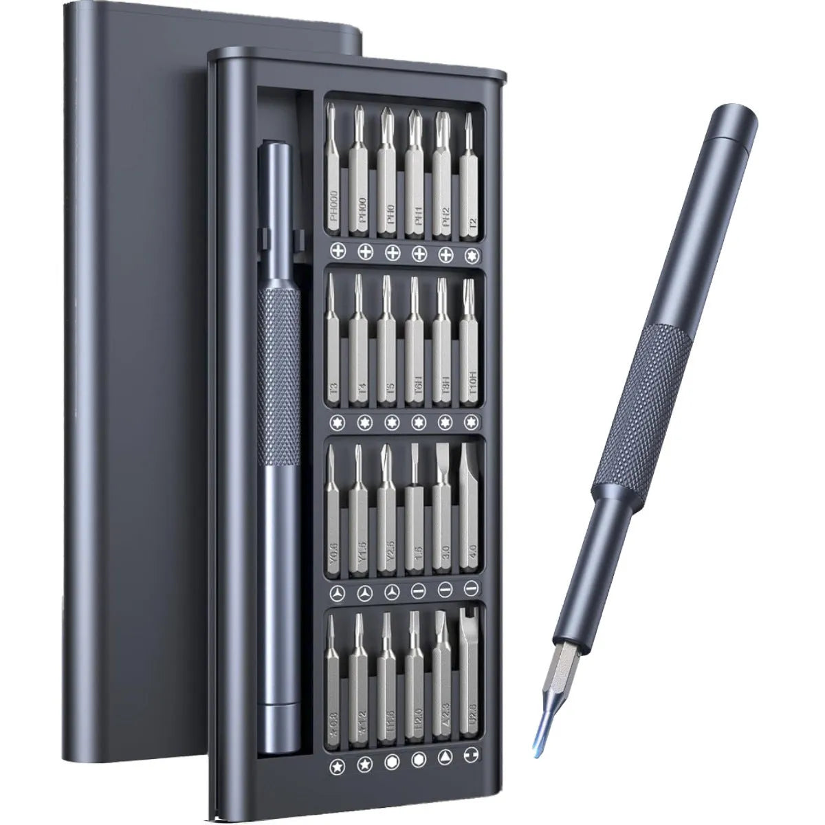 25-in-one screwdriver set with magnetic chrome vanadium steel bits, 110mm length, ABS handle