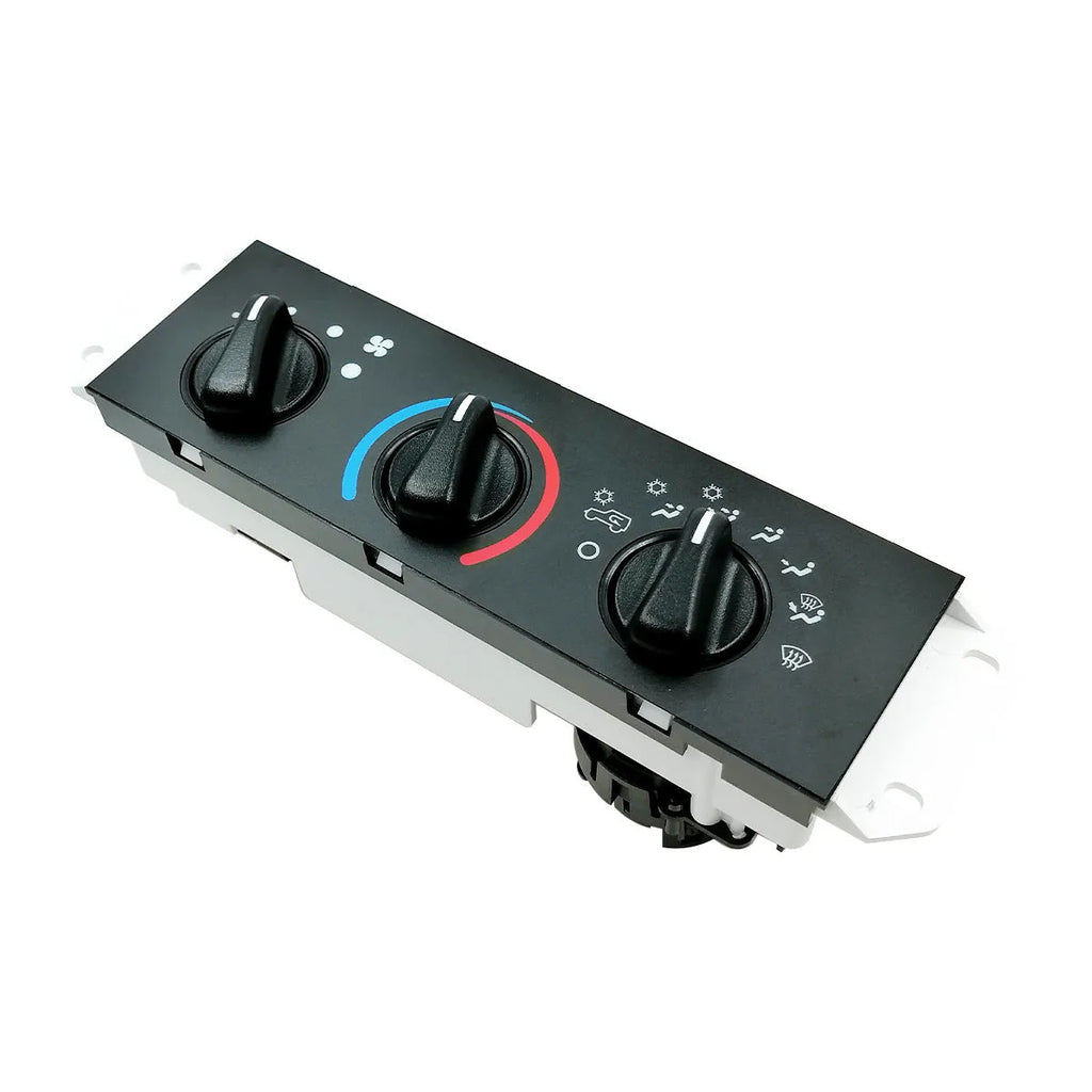 Black automotive air conditioning control switch panel for 2005-2006 Jeep Wrangler.