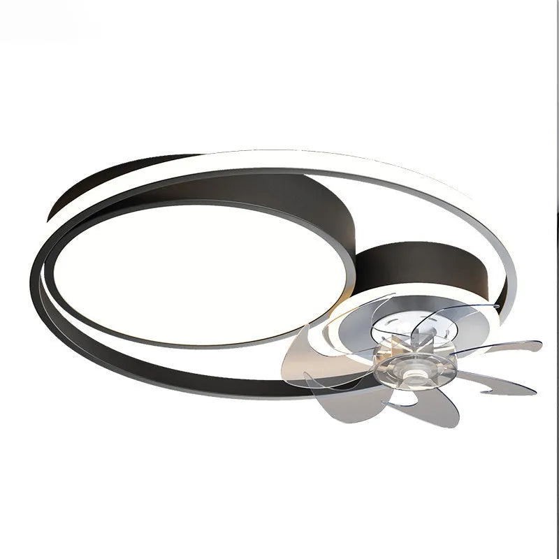 Nordic Light 48cm ceiling fan light with metal blades and acrylic lampshade in black or gold finish