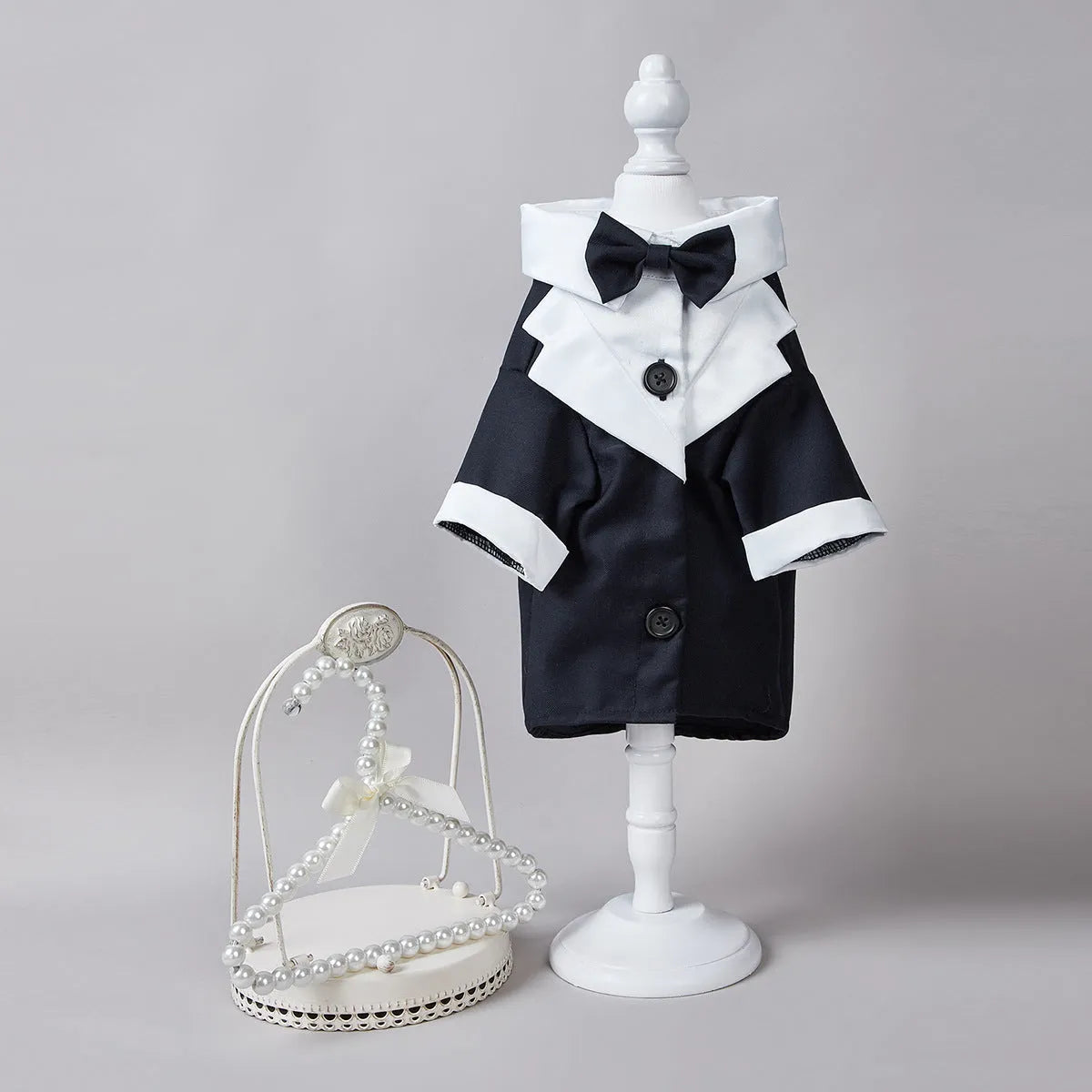 Chinese style four-legged wedding suit for dogs in polyester with black, dark blue and grey colour options