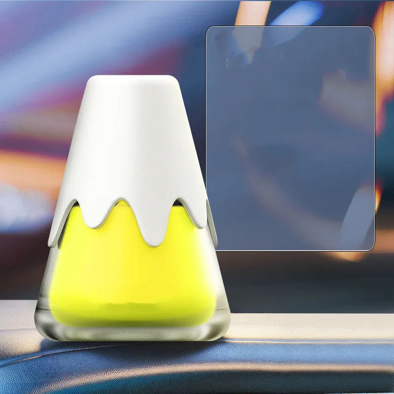 Snow Mountain Cup car aromatherapy showing glass and paste construction with approximate 9.10 cm height