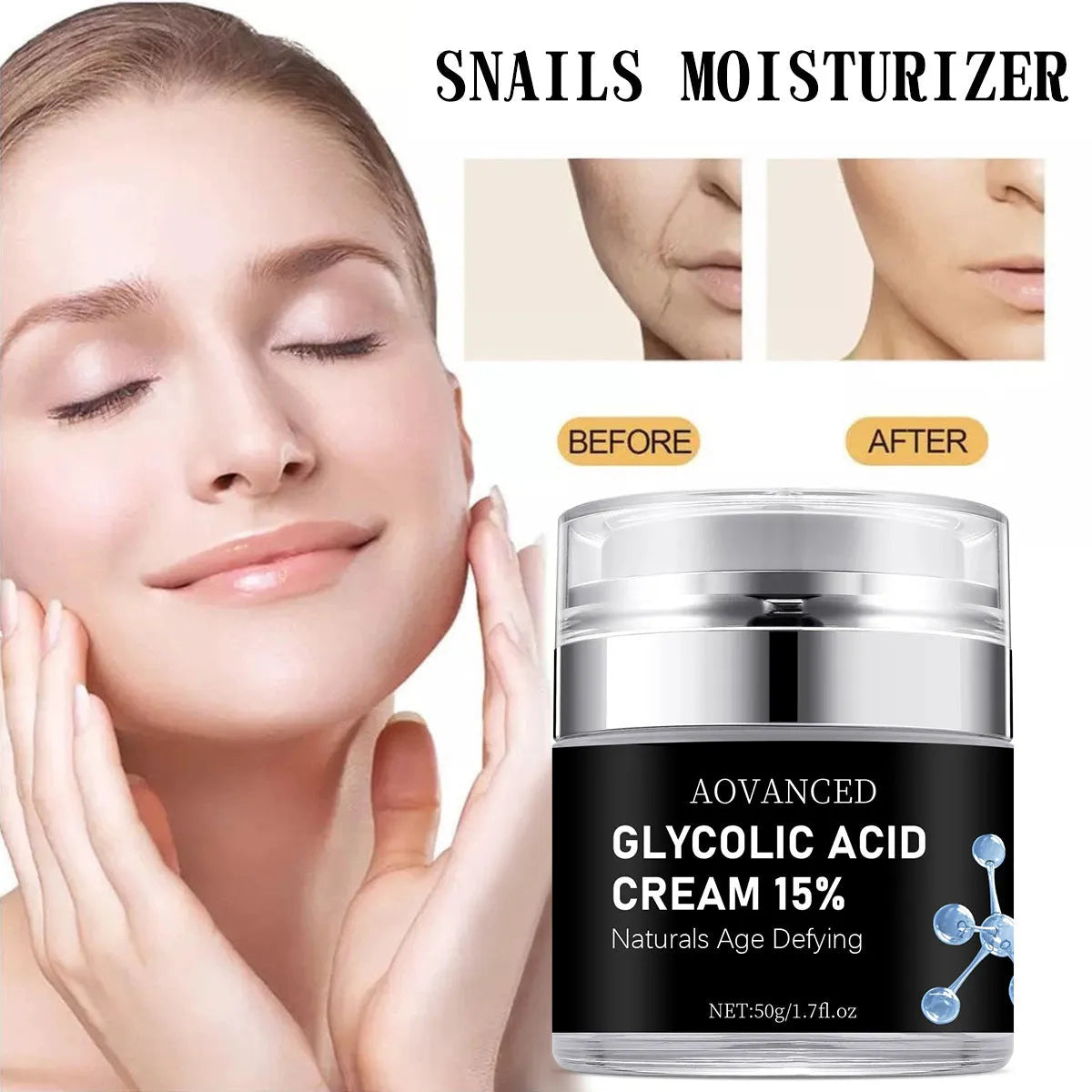 50g jar of salicylate exfoliating cream for smallpox marks, a nourishing moisturiser.