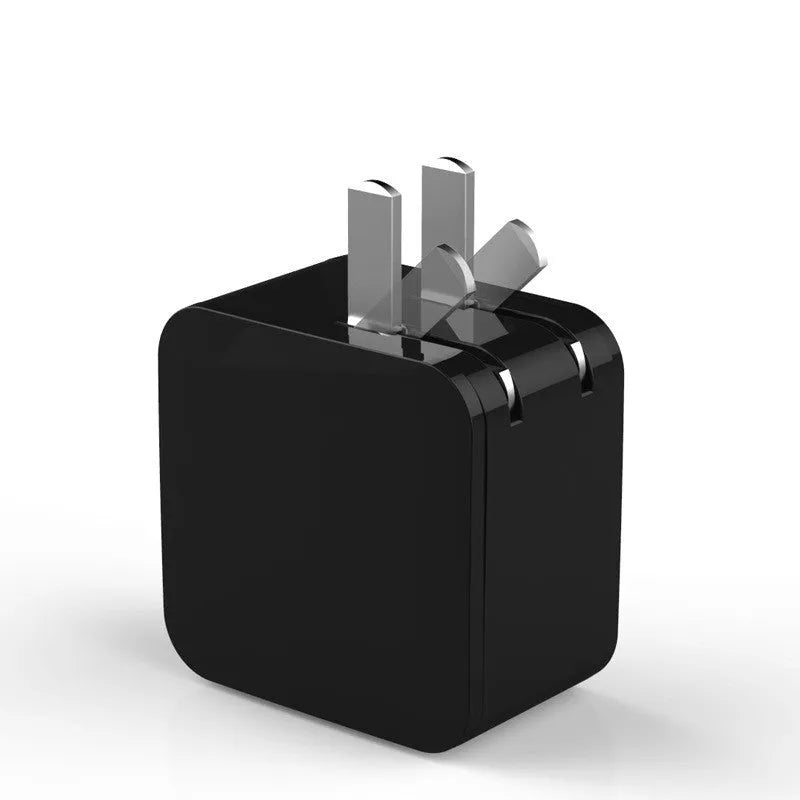 5V2.4A dual USB travel charger with digital display showing charging parameters, compact black design with regional plug