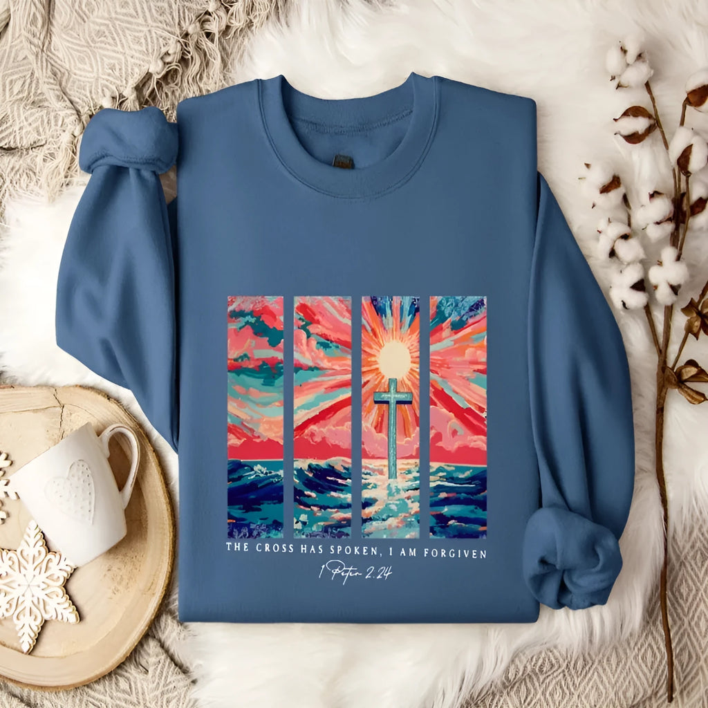 Blue plus size women's printed polyester pullover sweater with drop-shoulder sleeves in loose street fashion style