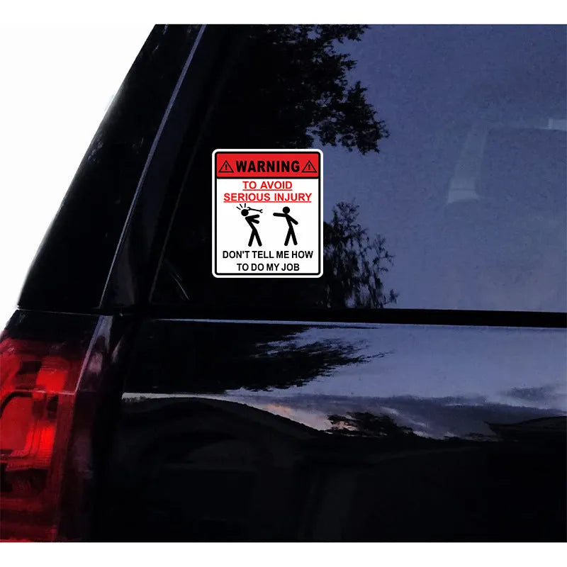 Yellow and black car glass warning sticker measuring 14.9cm by 12.6cm with Type A Hit design