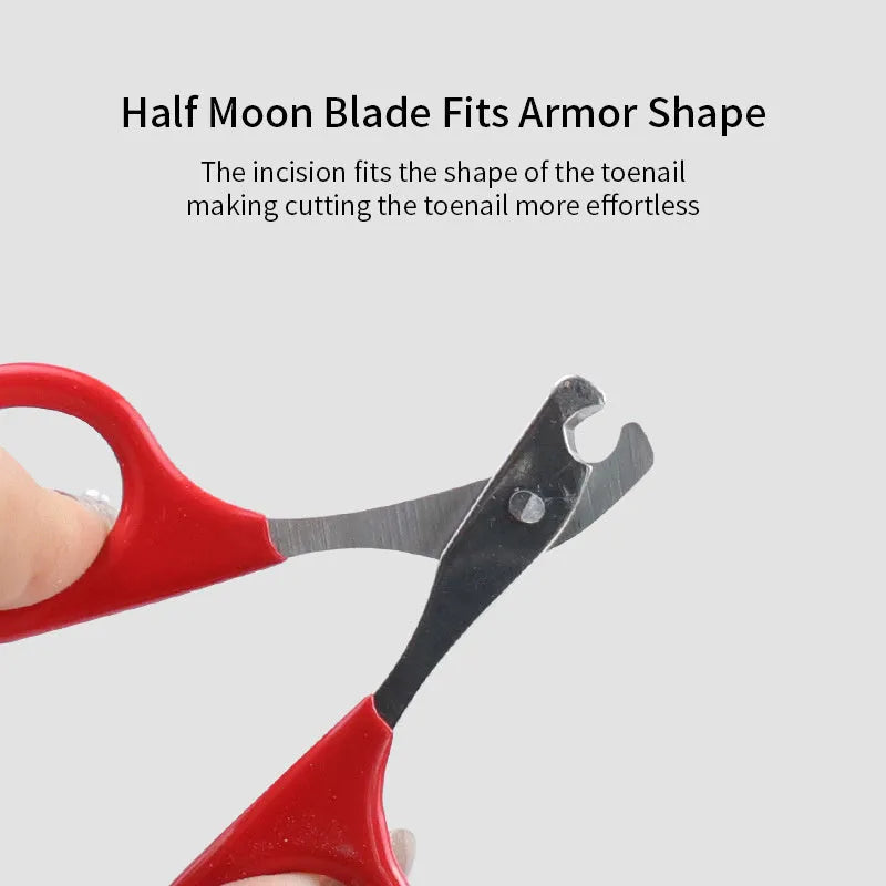 Professional stainless steel pet nail clippers with coloured plastic and rubber handle.