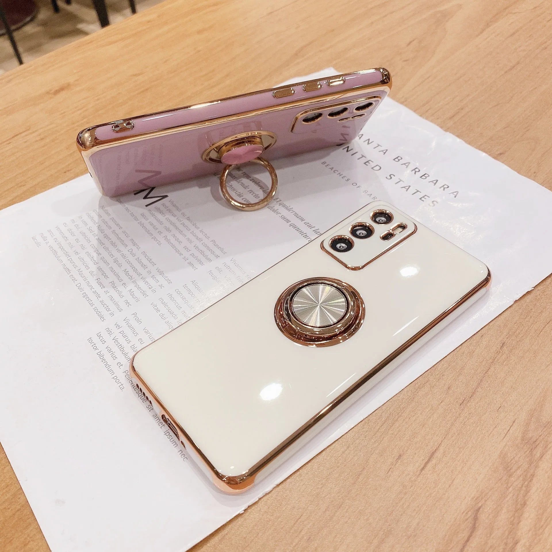 Huawei phone case with an integrated magnetic ring on the back in various colours.