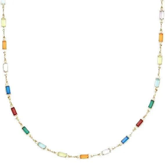 Ladies' geometric crystal necklace with adjustable 41-50cm chain and glass pendant
