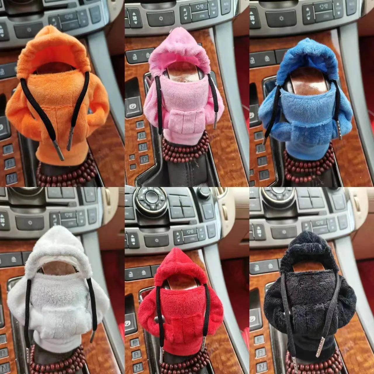 Velvet car gear handle sleeve cover in various colours on vehicle gear shift