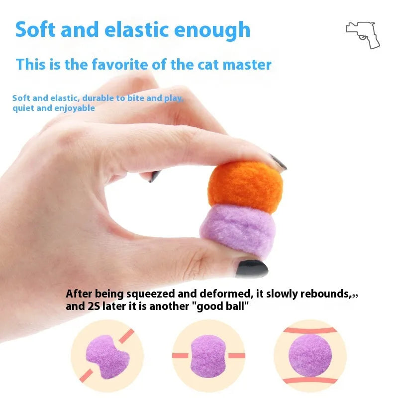 Plush ball toy gun for pets with yarn balls, 30cm launch gun with shooting mechanism