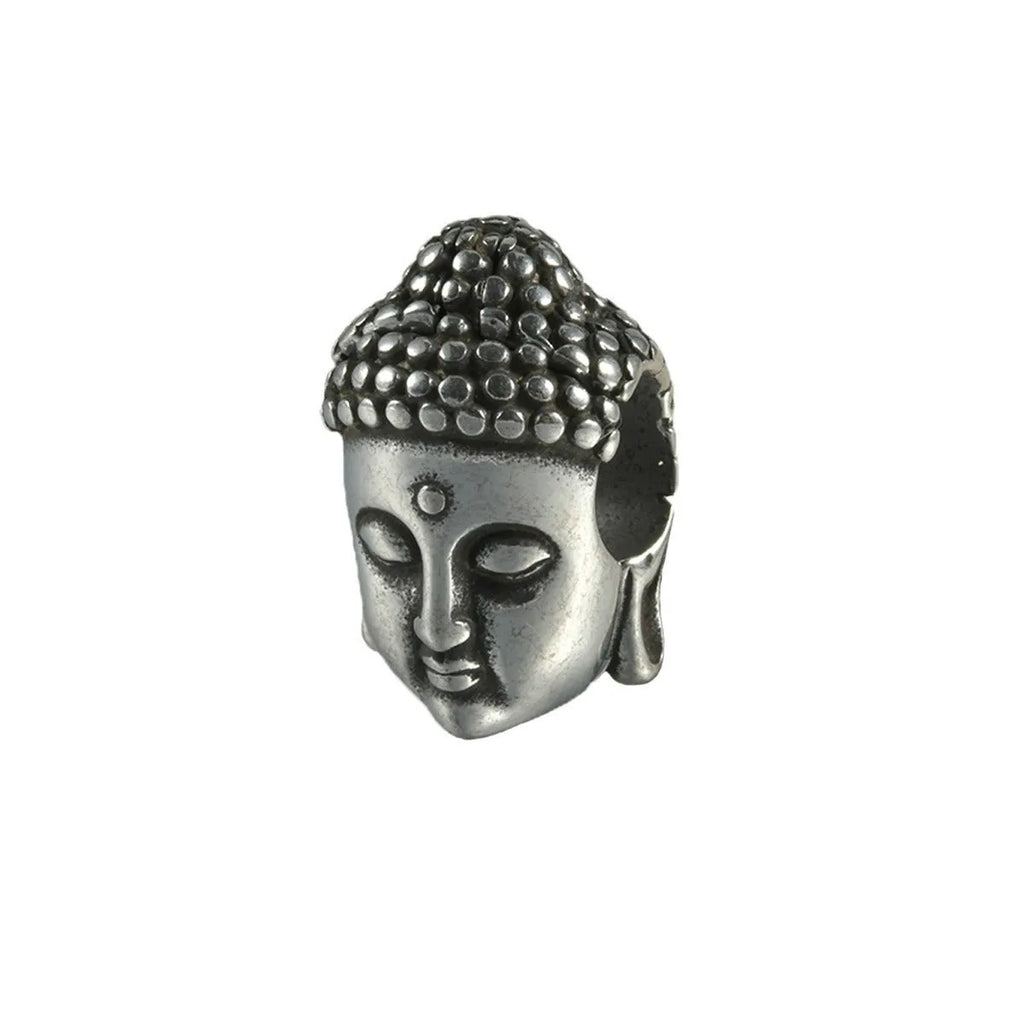 Personalised stainless steel hollow skull Buddha earrings with electroplated finish in geometric design
