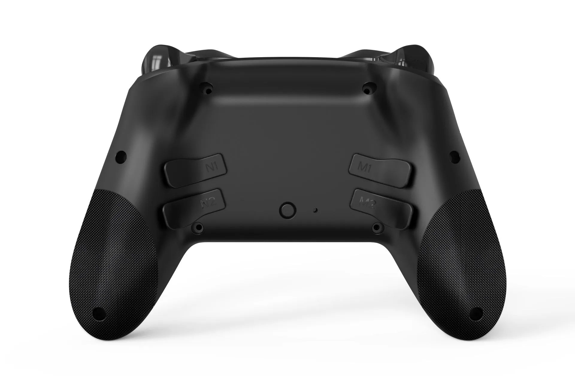 Black wireless game controller with leather pattern texture, dimensions 171x67x136mm