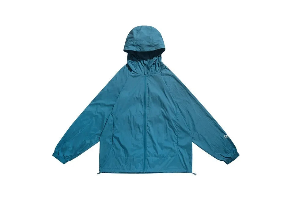 Men's thin chemical fibre blend hooded sports coat with straight hem in multiple colour options
