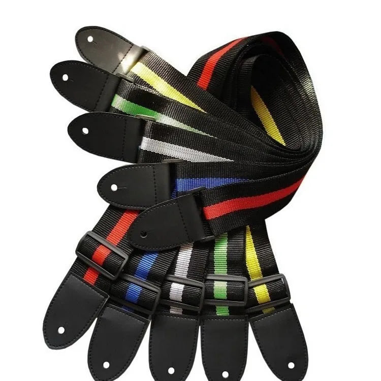 Woven crossbody strap for musical instruments in five colour options on guitar
