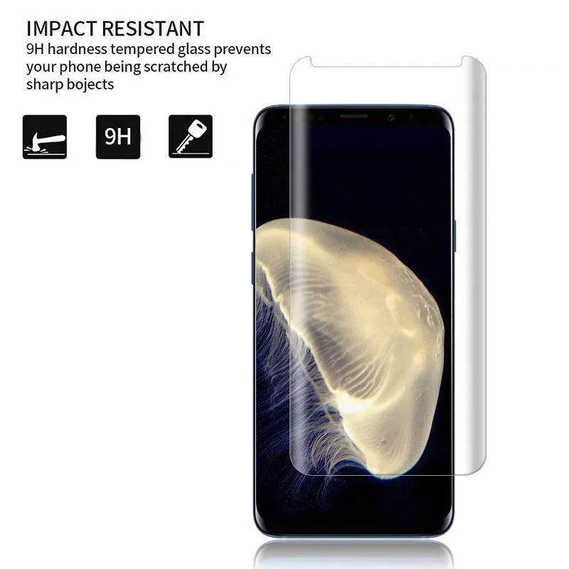 Tempered glass screen protector for Samsung Galaxy phones with anti-fingerprint coating