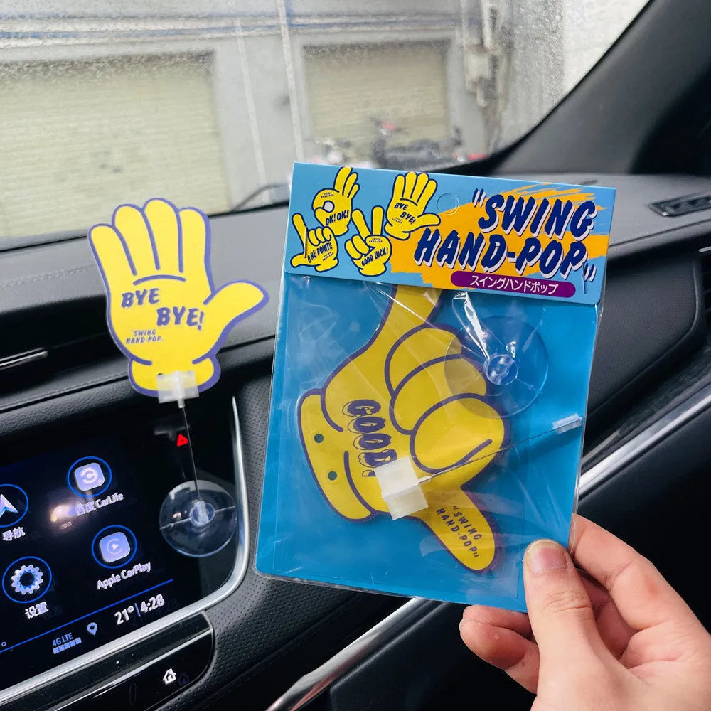 Car dynamic swing jasmine flower aromatherapy pendant with cartoon hand on fixed bracket