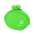 Yellow silicone dog treat bag with hook-and-loop waist attachment, measuring 9 by 9.5 cm
