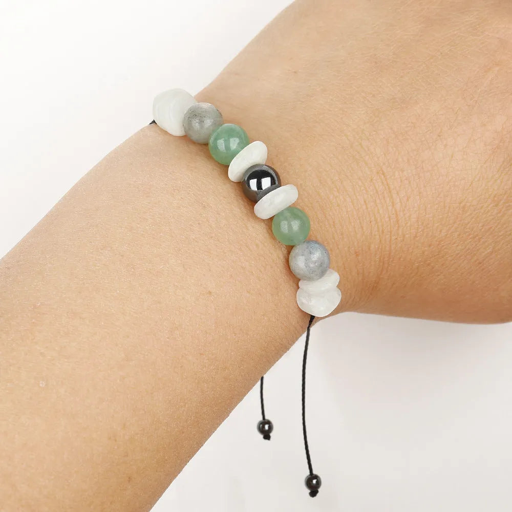 Handcrafted geometric stone bracelet for women in colour 3906 with beaded design