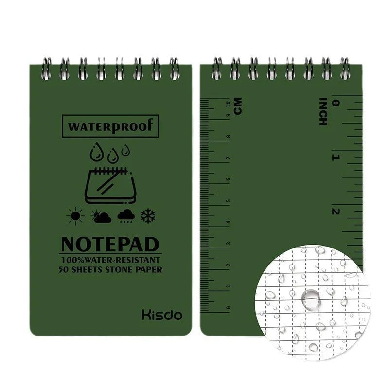 Spiral-bound waterproof office notepad with stone paper pages and PP cover in camouflage colour