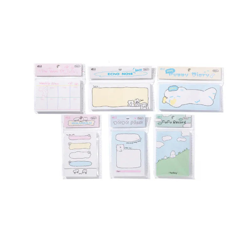 Cute cartoon hand account collage sticky notes in six Heartbeat Delivery Series styles with three size formats