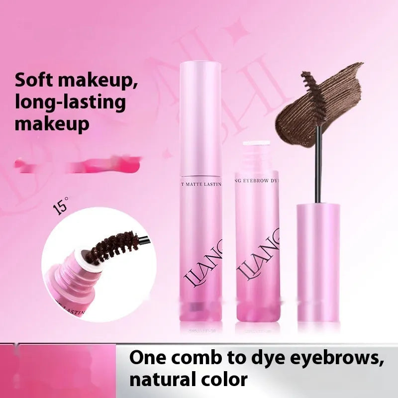 Eyebrow cream product with 4.5g net content showing four natural shade options for brow definition